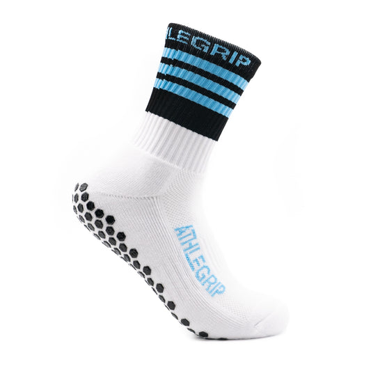 Black and Sky Blue Grip Socks